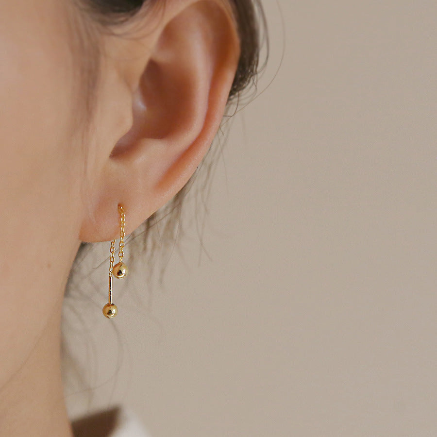 Ohrringe für Damen ⎜ Vergoldete Hänger mit Kugelakzent aus 925er Silber für schlichte und elegante Looks