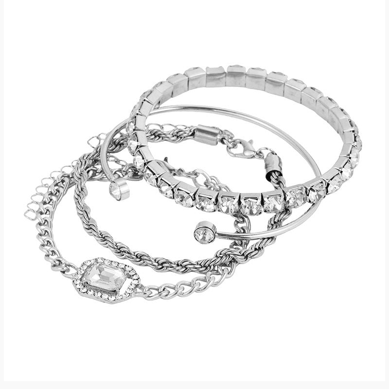 Vintage-inspiriertes Armband-Set ⎜ Mit Strassbesatz und gedrehtem Design für elegante Kombinationen