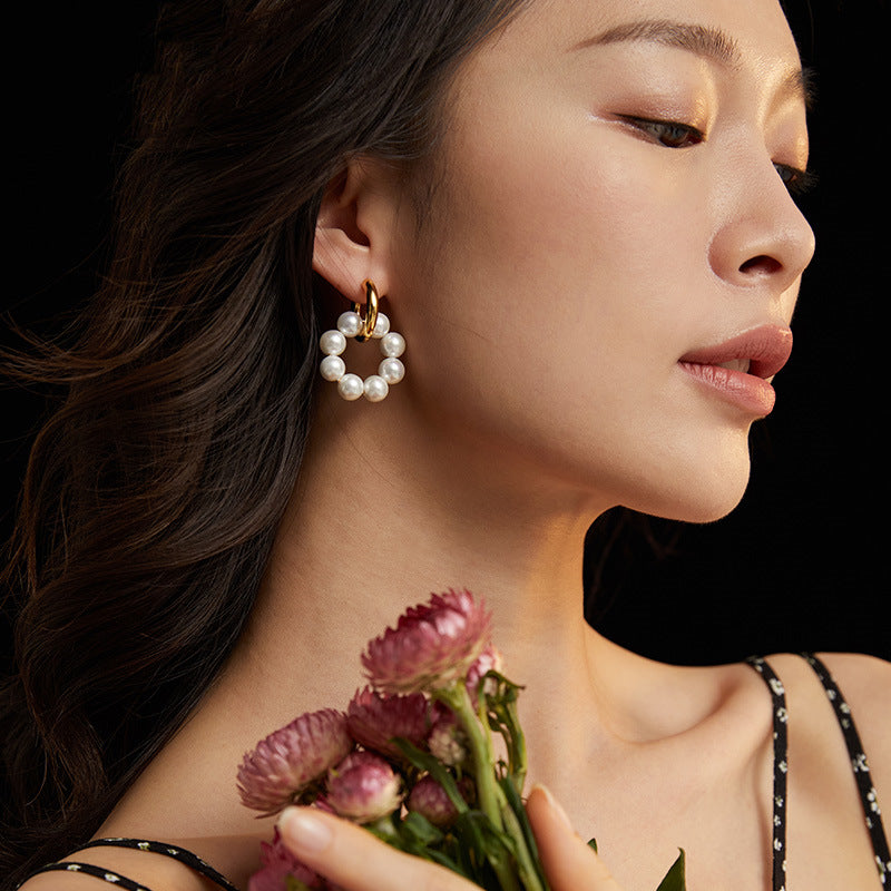 Perlenohrringe für Damen ⎜ Kreisförmiges Design mit Vintage-Charme für elegante und individuelle Outfits