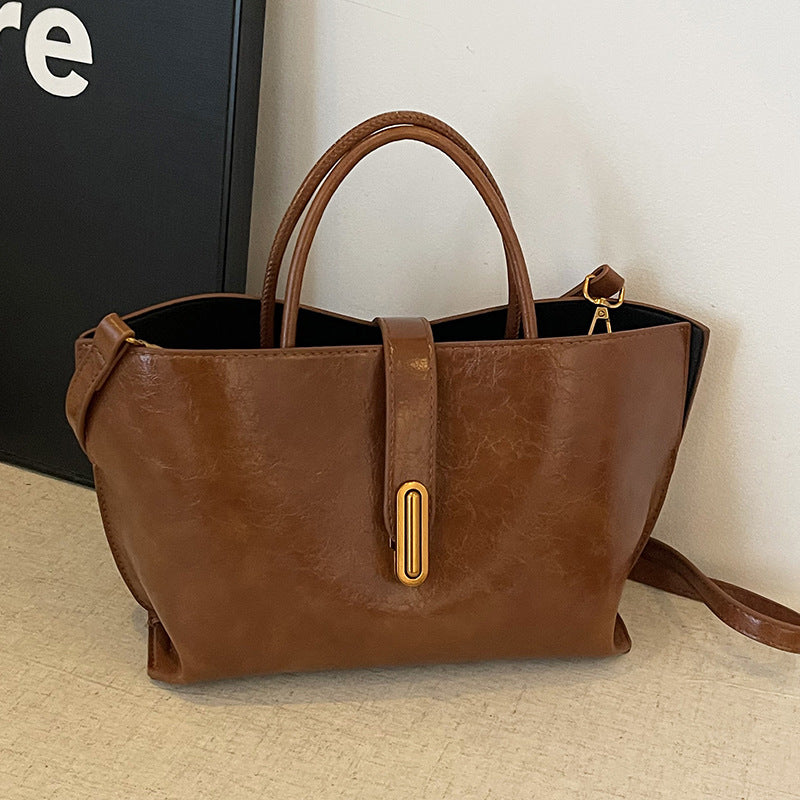 Damen Tasche in Lederoptik ⎜ Schlichte Tragetasche mit Struktur und Tragegriff für jeden Anlass