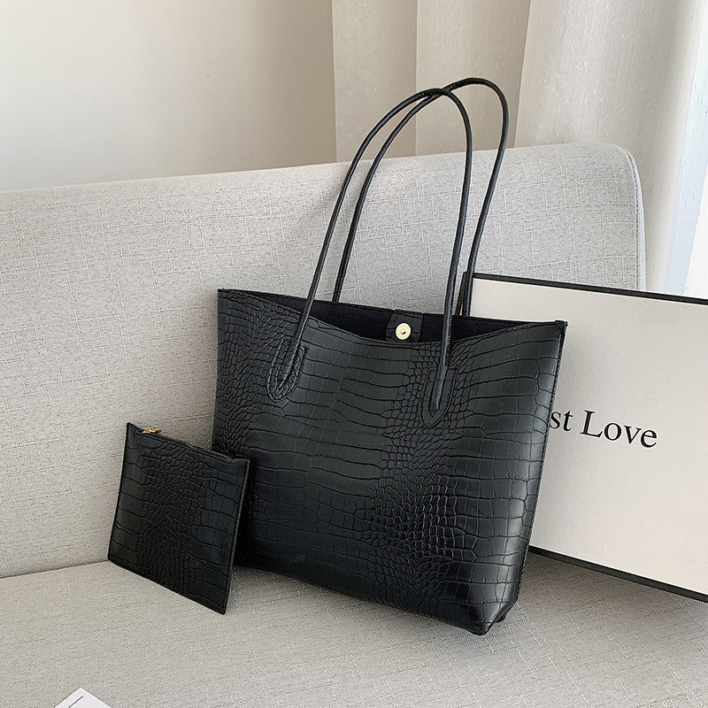 Shopper Tasche für Damen ⎜ Elegante Schultertasche in Lederoptik mit Krokoprägung und viel Stauraum