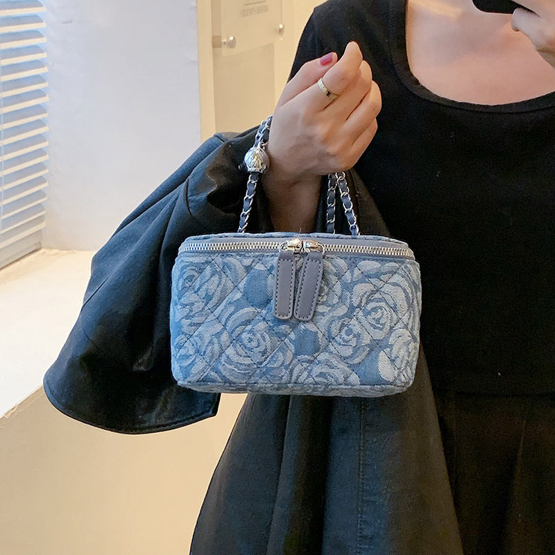 Jeans Schultertasche für Damen ⎜ Modische Crossbody Tasche aus Denim mit Reißverschluss für Alltag und Freizeit
