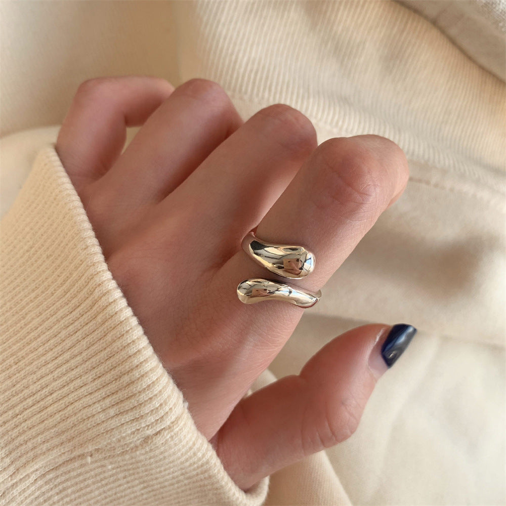 Damenring aus Sterling Silber ⎜ Offenes Design im Retro-Stil für schlichte Eleganz im Alltag oder zu besonderen Anlässen
