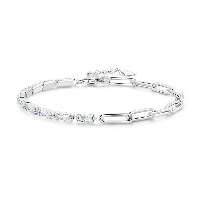Schlichtes Zirkonia-Armband für Damen ⎜ Feines Silberkettchen für dezente Eleganz im Alltag und zu Anlässen (925 Silber)