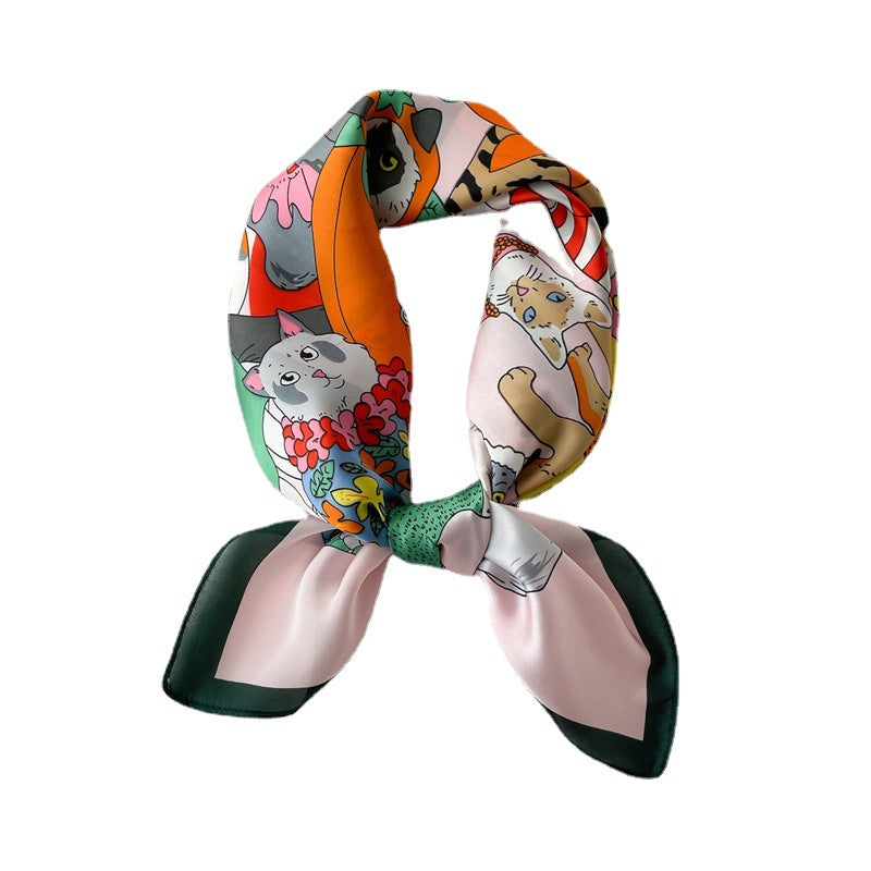 Seidenschal mit verspieltem Motiv ⎜ Leichtes Tuch für Frühling und Sommer in farbenfrohem Design