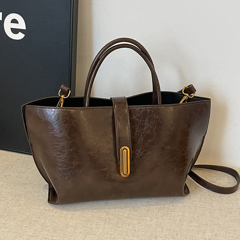 Damen Tasche in Lederoptik ⎜ Schlichte Tragetasche mit Struktur und Tragegriff für jeden Anlass