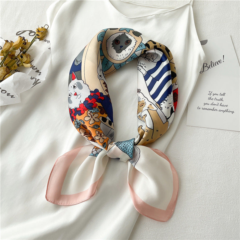 Seidenschal mit verspieltem Motiv ⎜ Leichtes Tuch für Frühling und Sommer in farbenfrohem Design