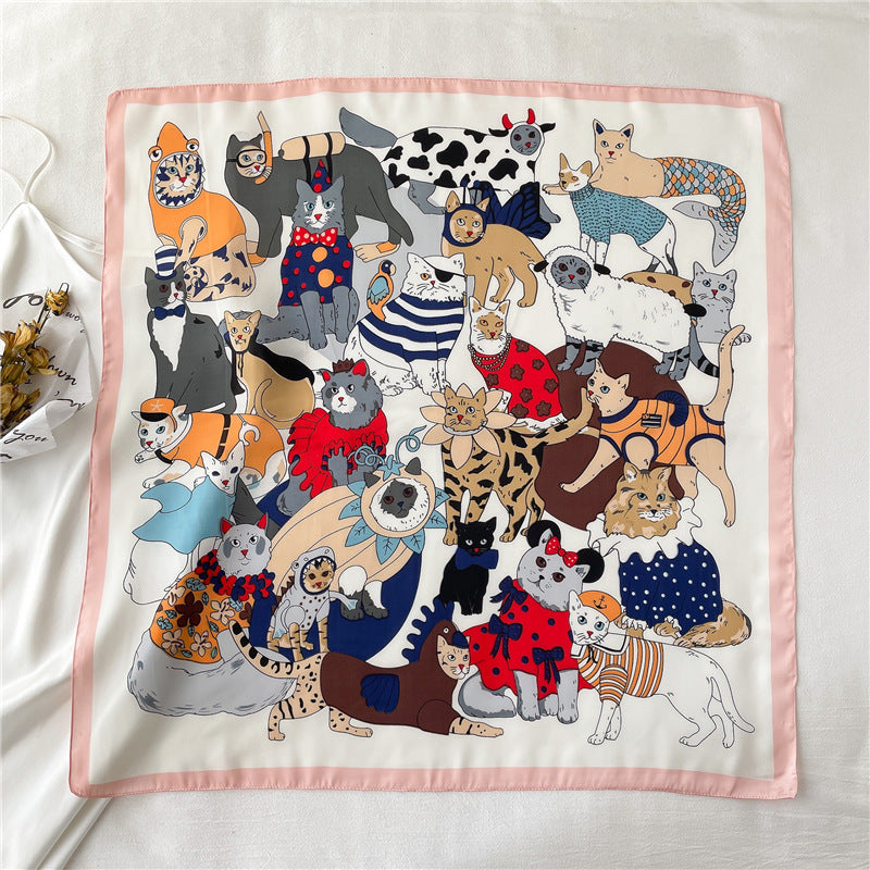 Seidenschal mit verspieltem Motiv ⎜ Leichtes Tuch für Frühling und Sommer in farbenfrohem Design