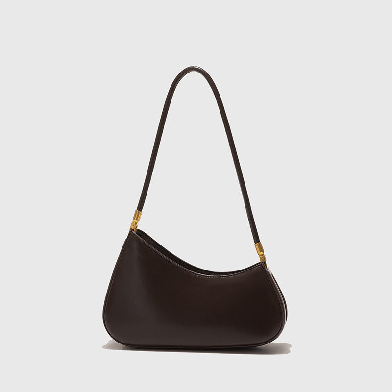 Klassische Schultertasche für Damen ⎜ Minimalistische Unterarmtasche mit edlen Metallakzenten