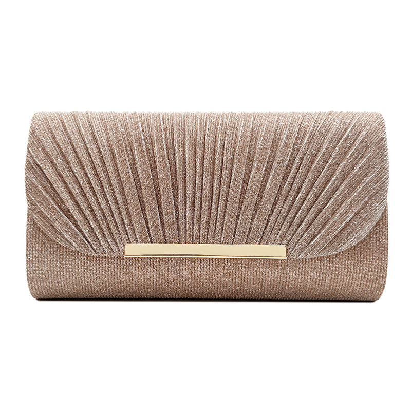 Faltbare Clutch für Damen ⎜ Schlichte Abendtasche mit Glanzstruktur und Magnetverschluss in Metallic-Optik