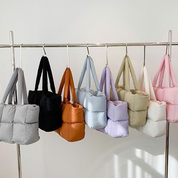 Puff-Tasche für Damen ⎜ Gepolsterte Schultertasche in Stepp-Optik für gemütliche Tage
