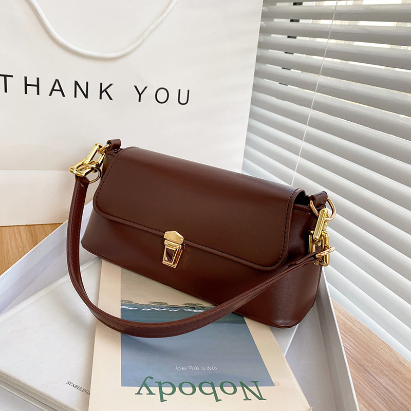 Elegante Unterarmtasche für Damen ⎜ Kompakte Schultertasche mit goldenen Details für Büro und Freizeit