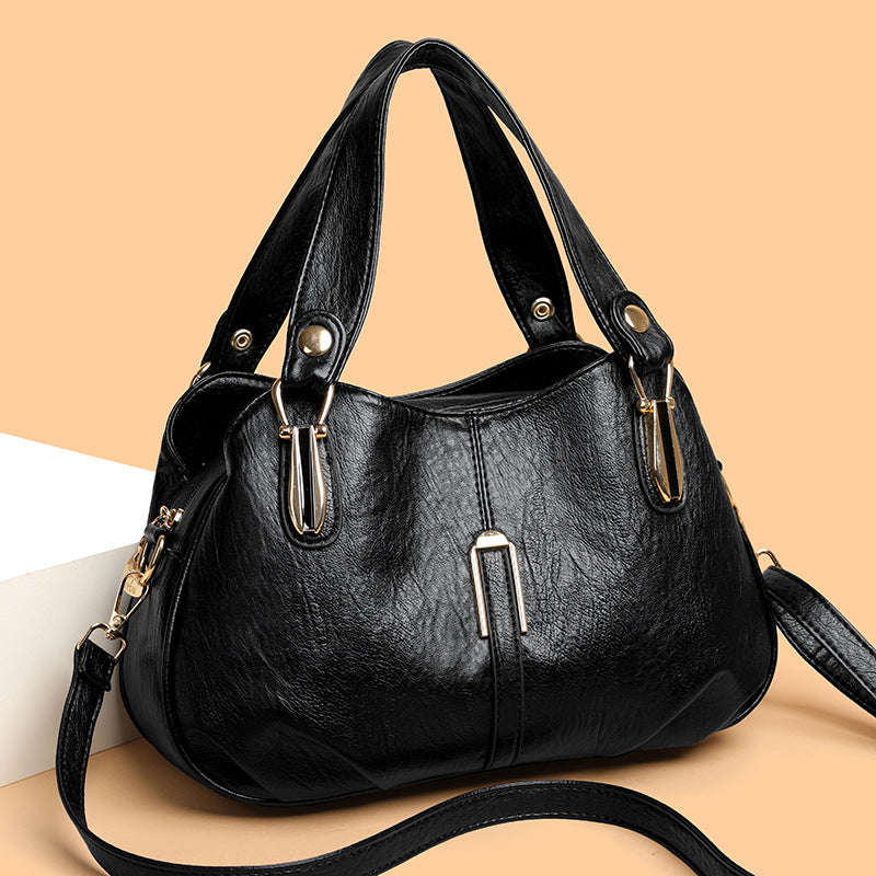 Klassische Handtasche für Damen ⎜ Praktische Umhängetasche im Retro-Stil mit weichem Material und viel Platz