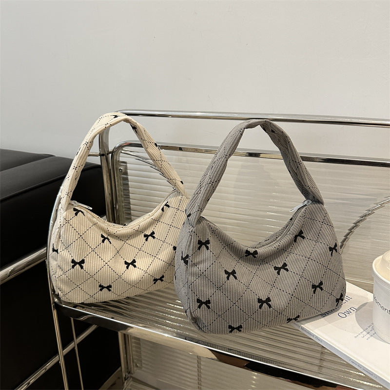 Cordtasche für Damen ⎜ Leichte Schultertasche aus Stoff mit Muster für Freizeit, Stadt und Shopping