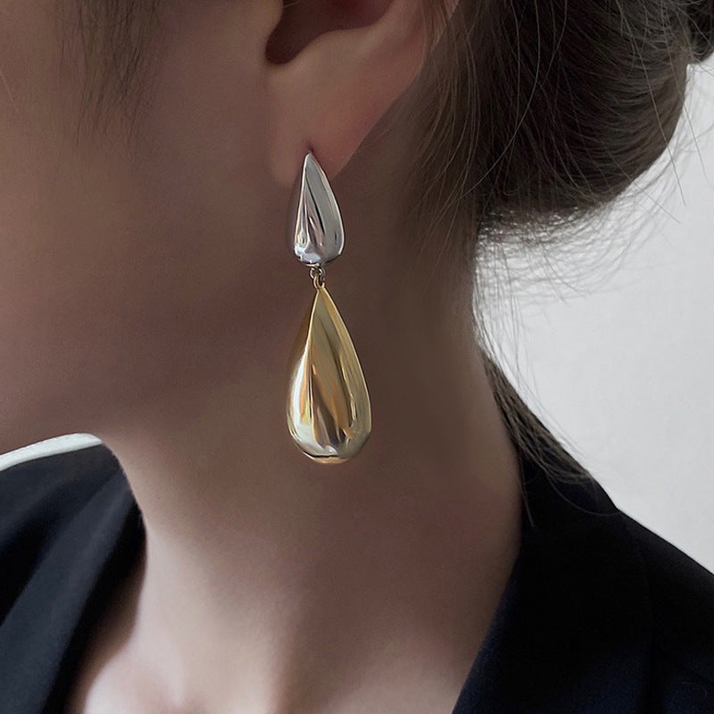 Lange Tropfenohrringe in Zweifarb-Optik ⎜ Ideal für elegante Abendgarderobe