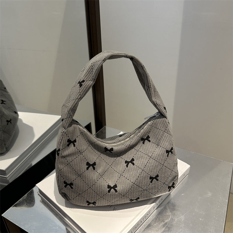 Cordtasche für Damen ⎜ Leichte Schultertasche aus Stoff mit Muster für Freizeit, Stadt und Shopping