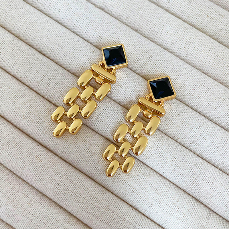 Geometrische Damen-Ohrringe ⎜ Hängendes Design mit schwarzem Detail für elegante, trendbewusste Looks