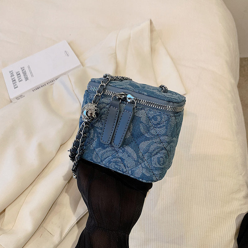 Jeans Schultertasche für Damen ⎜ Modische Crossbody Tasche aus Denim mit Reißverschluss für Alltag und Freizeit