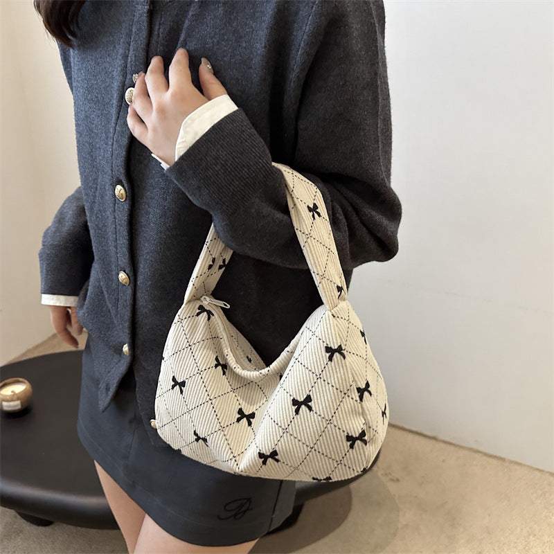 Cordtasche für Damen ⎜ Leichte Schultertasche aus Stoff mit Muster für Freizeit, Stadt und Shopping