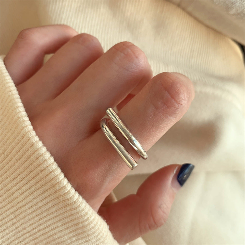 Damenring aus Sterling Silber ⎜ Offenes Design im Retro-Stil für schlichte Eleganz im Alltag oder zu besonderen Anlässen