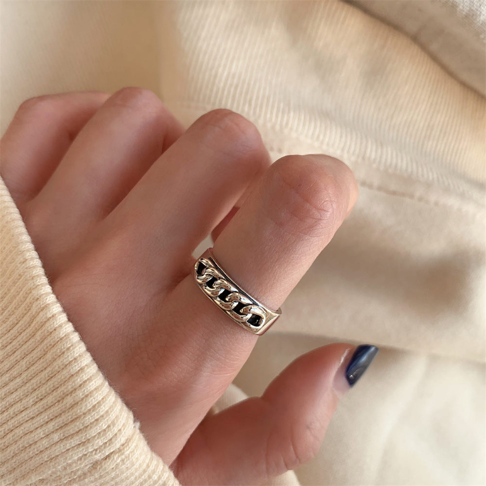 Damenring aus Sterling Silber ⎜ Offenes Design im Retro-Stil für schlichte Eleganz im Alltag oder zu besonderen Anlässen