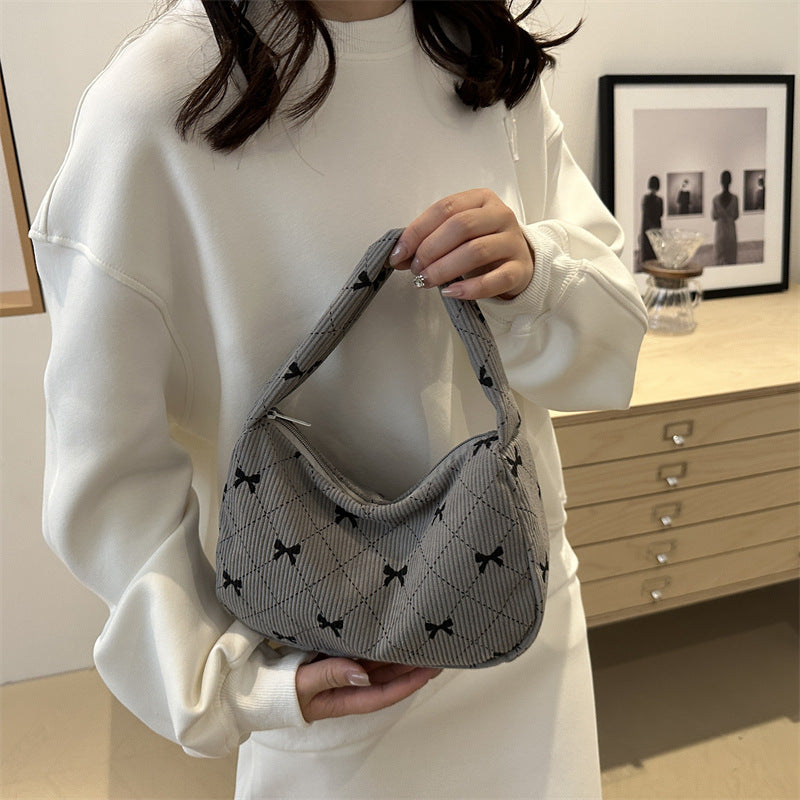 Cordtasche für Damen ⎜ Leichte Schultertasche aus Stoff mit Muster für Freizeit, Stadt und Shopping