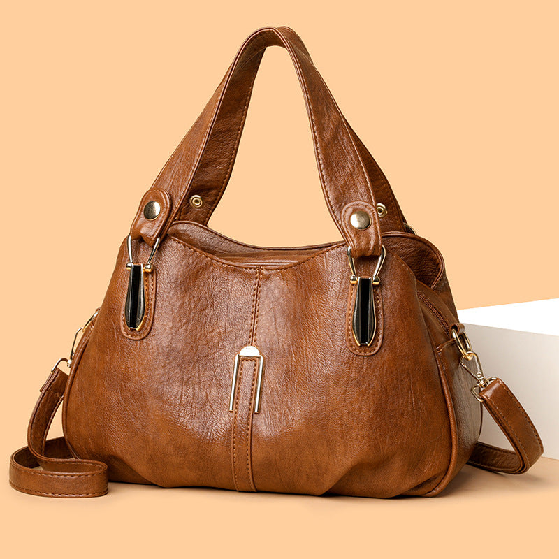 Klassische Handtasche für Damen ⎜ Praktische Umhängetasche im Retro-Stil mit weichem Material und viel Platz