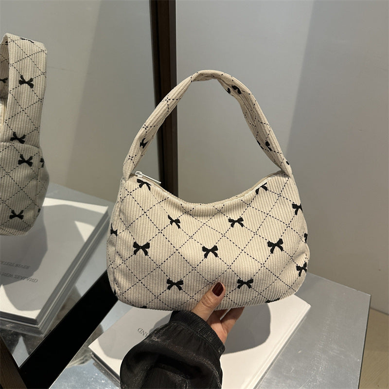 Cordtasche für Damen ⎜ Leichte Schultertasche aus Stoff mit Muster für Freizeit, Stadt und Shopping
