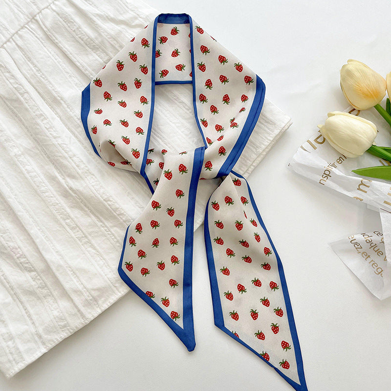 Schmales Seidenband für Damen ⎜ Vielseitiges Accessoire für Hals, Haar oder Tasche mit modischem Print