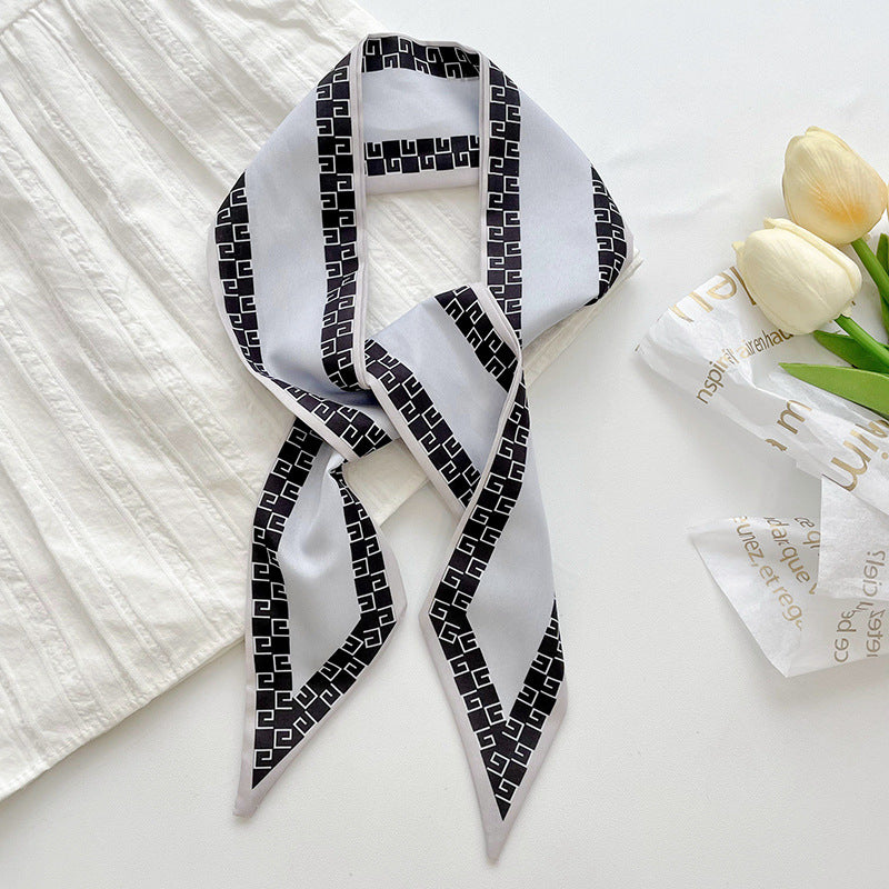 Schmales Seidenband für Damen ⎜ Vielseitiges Accessoire für Hals, Haar oder Tasche mit modischem Print