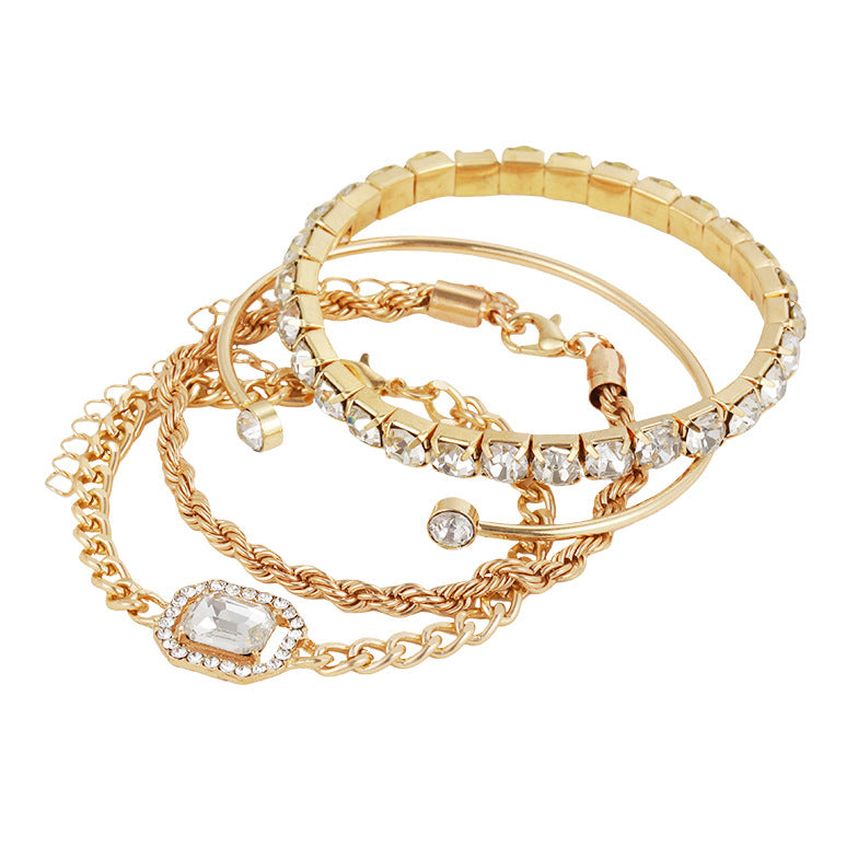 Vintage-inspiriertes Armband-Set ⎜ Mit Strassbesatz und gedrehtem Design für elegante Kombinationen