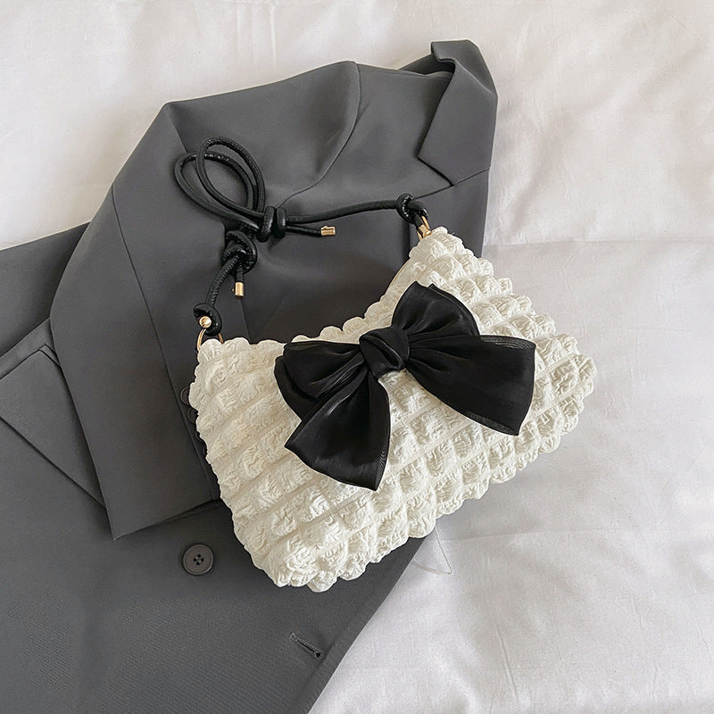 Vintage Tasche für Damen ⎜ Modische Handtasche mit Schleife im Vintage-Stil für Freizeit und Alltag