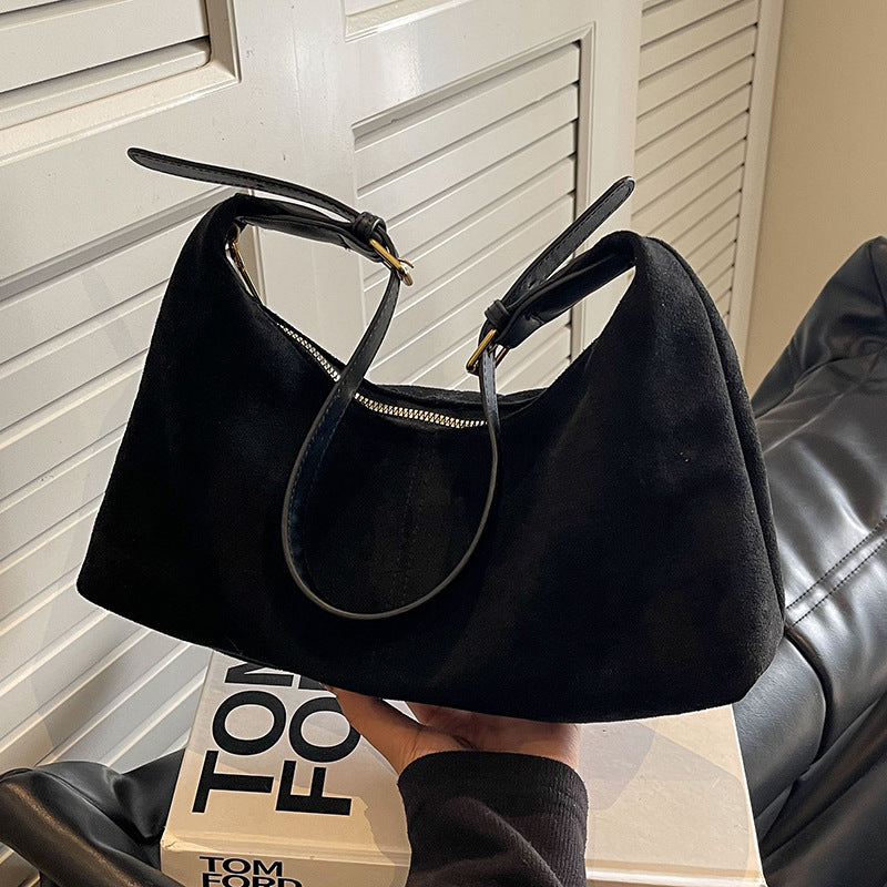 Vintage Umhängetasche für Damen ⎜ Weiche Schultertasche aus Wildleder mit viel Platz für den Alltag