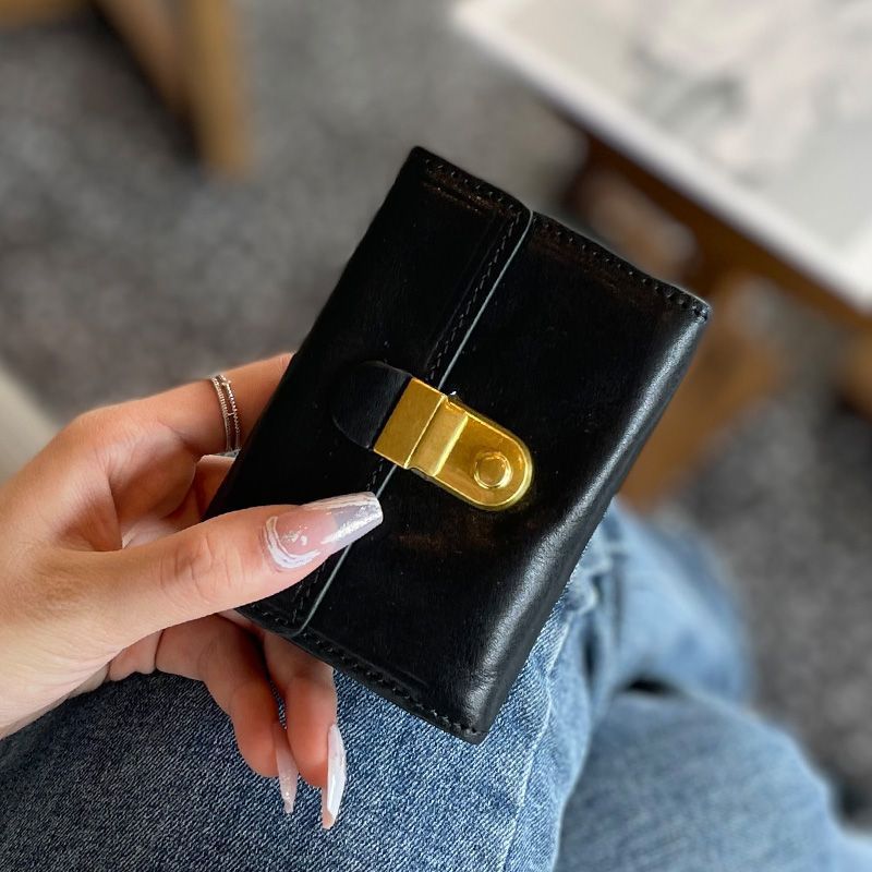 Damen Geldbörse mit Clipverschluss ⎜ Mehrfach faltbares Portemonnaie mit viel Platz für Karten und Bargeld