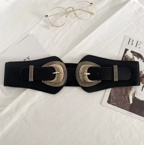 Breiter Taillengürtel mit Doppelschnalle ⎜ Modischer Akzent für Kleider und elegante Styles