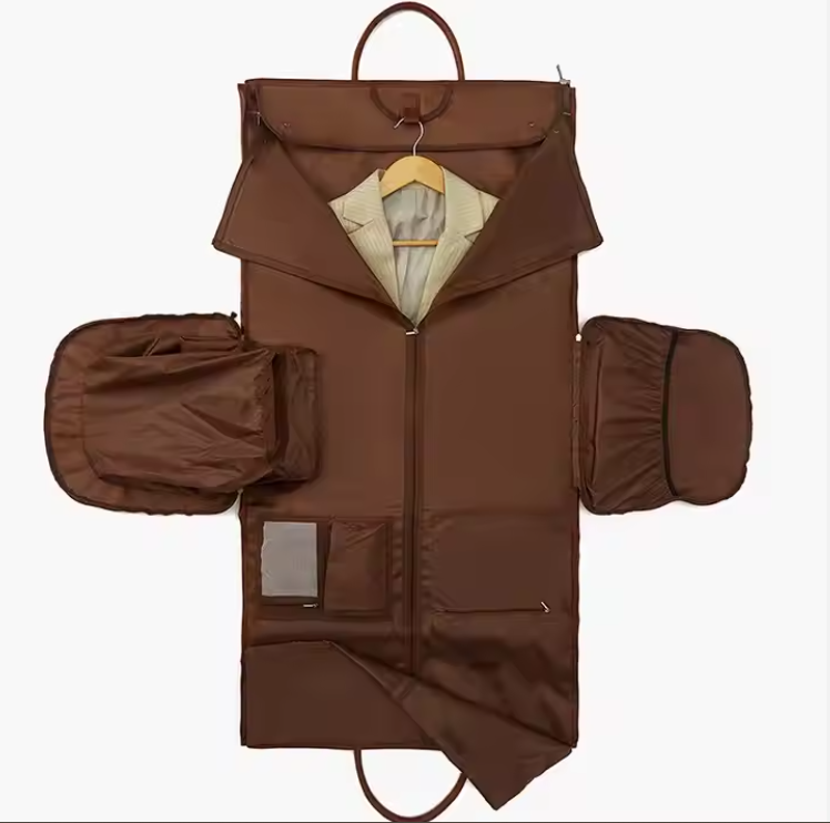 Faltbare Anzugtasche mit Schultergurt ⎜ Elegante Ledertasche für Herren mit integriertem Kleiderfach