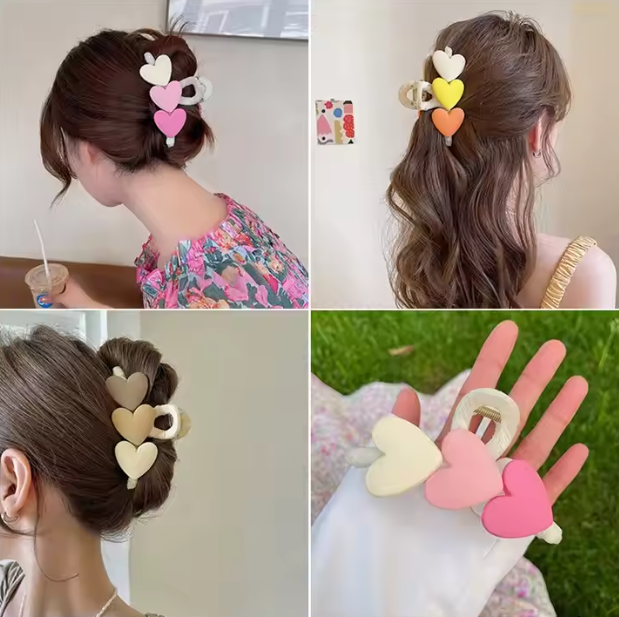 Haarspange mit Herzdesign für Damen ⎜ Romantische Haarklammer im Farbverlauf für verspielte Alltagsfrisuren