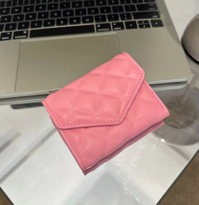 Faltbare Geldbörse für Damen ⎜ Steppdesign mit Druckknopfverschluss und großem Stauraum für Karten