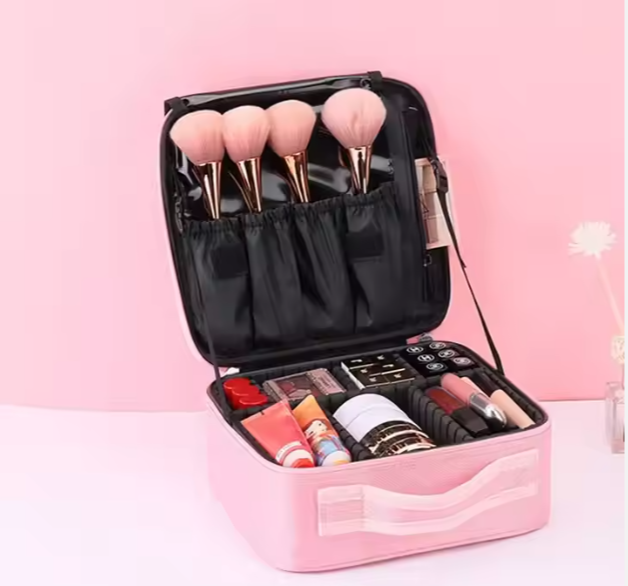 Kosmetikbox mit Fächern für Damen ⎜ Fester Koffer mit variabler Einteilung für Schminke und Zubehör