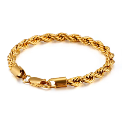 Kordelarmband für Herren ⎜ Robuste Gliederkette in Goldoptik mit japanischem Verschluss für markante Styles