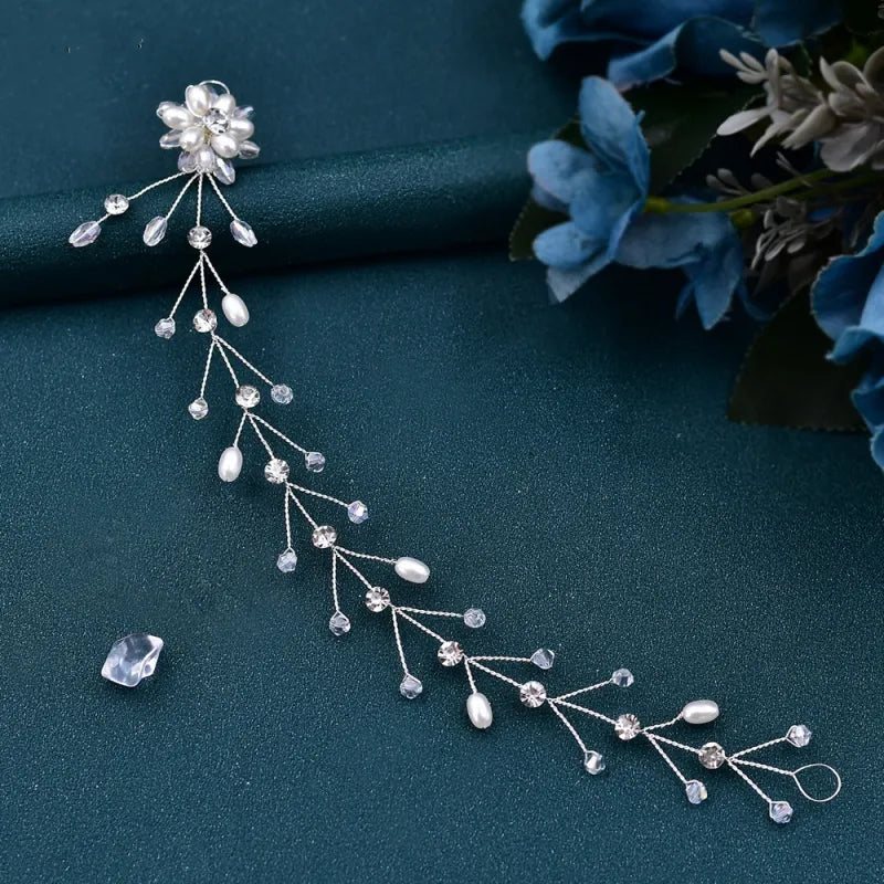 Schmuck Haarteil mit Perlen und Kristallen ⎜ Handgefertigter Haarschmuck für elegante Hochsteckfrisuren