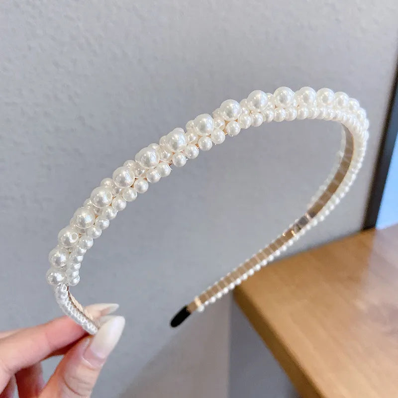 Perlen Haarreif für Damen ⎜ Schlanker Kopfschmuck mit elegantem Design für festliche und alltägliche Anlässe