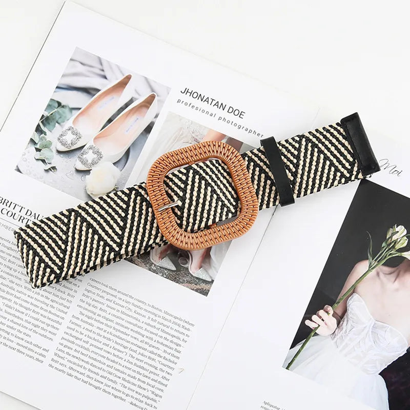 Flechtgürtel aus Baumwoll-Leinen ⎜ Sommerliches Accessoire mit runder Schnalle für luftige Outfits