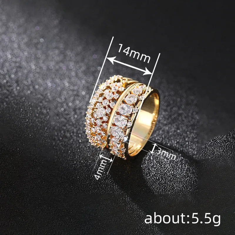 Damenring Set in Goldoptik mit Zirkonia ⎜ Luxus-inspirierte Ringe für stilvolle Auftritte zu jedem Anlass