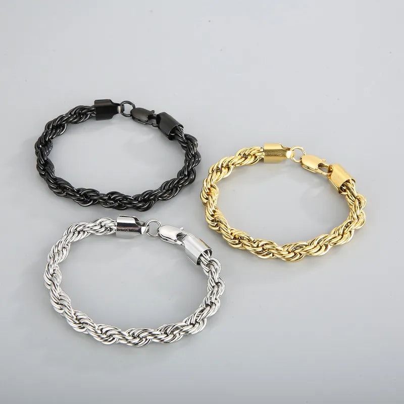 Kordelarmband für Herren ⎜ Robuste Gliederkette in Goldoptik mit japanischem Verschluss für markante Styles