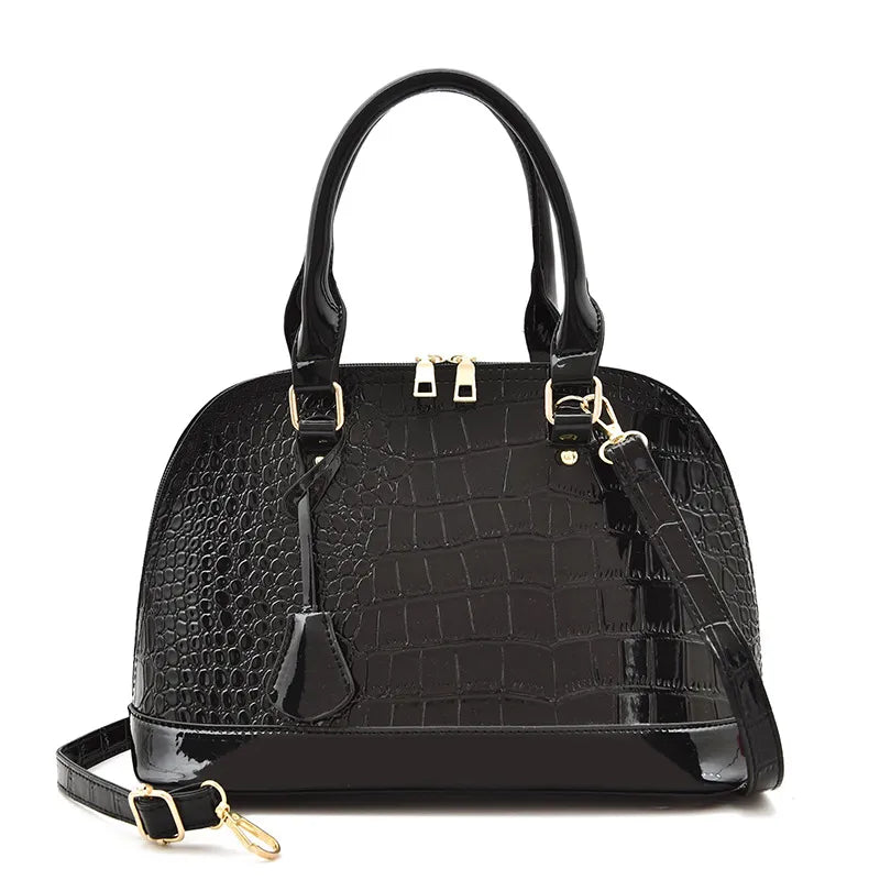 Glänzende Umhängetasche für Damen ⎜ Große Schultertasche mit modernem Muster für Büro und Freizeit