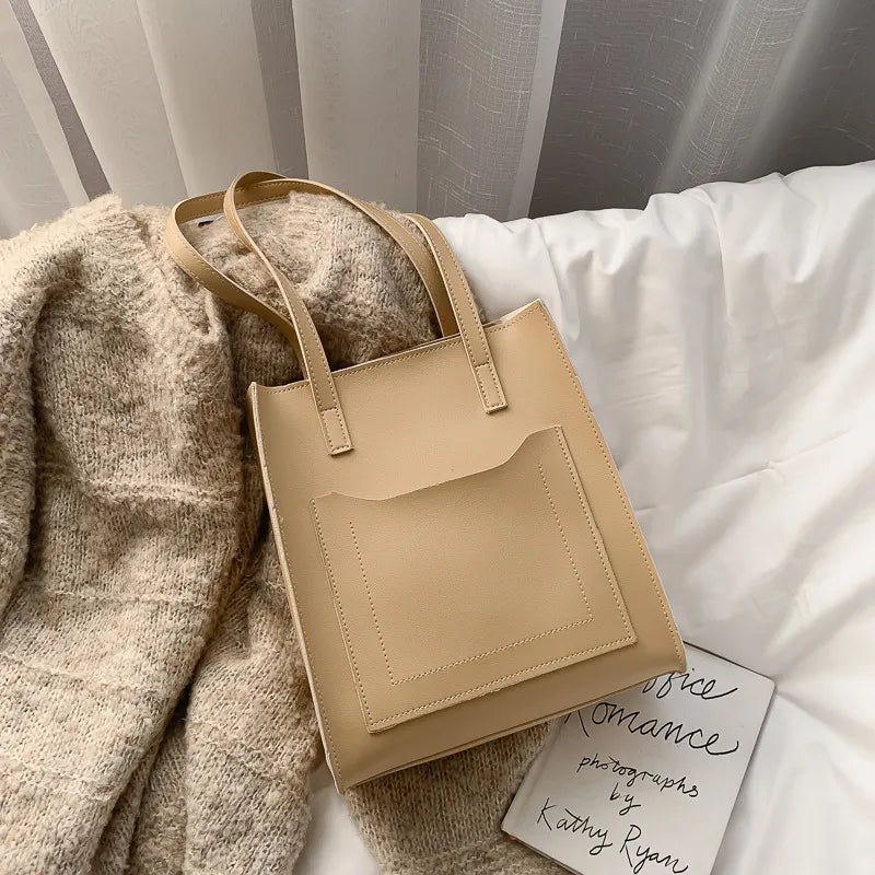 Große Tote Bag für Damen ⎜ Elegante Tragetasche in Lederoptik mit Außentasche und festen Henkeln