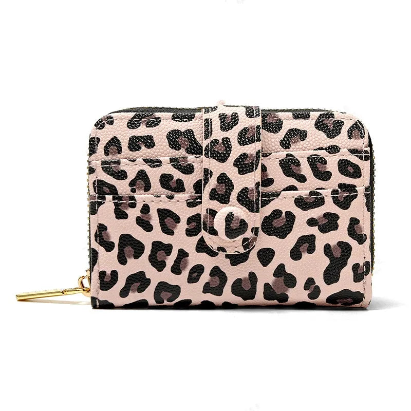 Leoparden Geldbörse für Damen ⎜ Stylisches Portemonnaie mit Kartenfächern und Reißverschlussfach