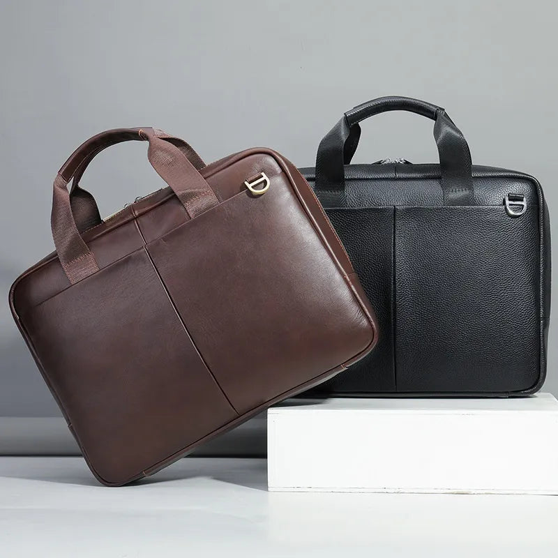 Leder Laptoptasche für Herren ⎜ Hochwertige Business-Tasche mit viel Stauraum und Schultergurt für Alltag