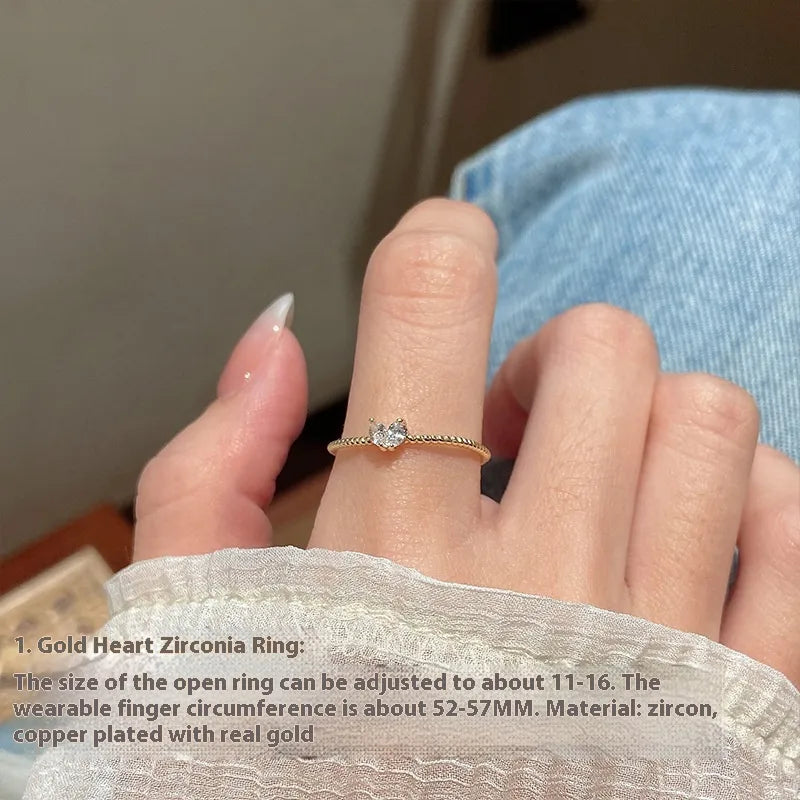 Zirkonia-Ringe für Damen in Goldoptik ⎜ Filigranes Set für stilvolle Akzente im Alltag oder zu besonderen Anlässen
